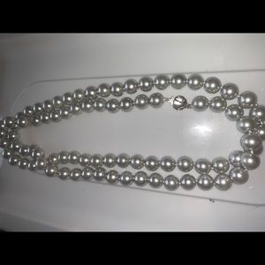 10-11 mm 36”metallic silver south sea shell pearl necklace